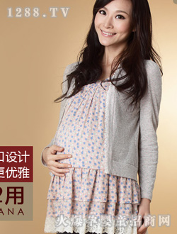 芭瑪雅娜粉色浪漫碎花孕哺衫