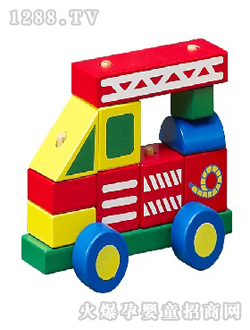 宏基玩具積木消防車(chē)