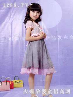 藍(lán)色精靈灰色女童套裙