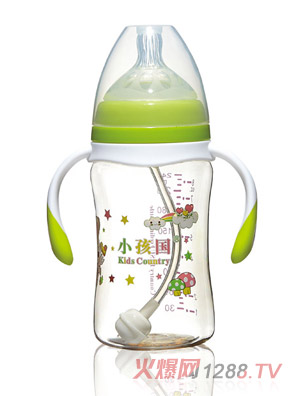 小孩國寬口直身自動(dòng)PPSU安全奶瓶綠色240ML